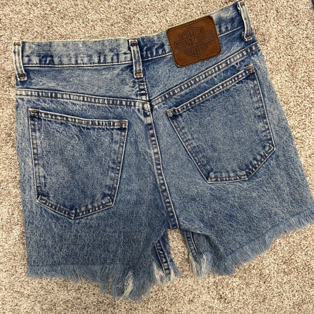 Vintage Harley Davidson Cutoff Denim Shorts Size 30 Made In USA 90s SHORT*
